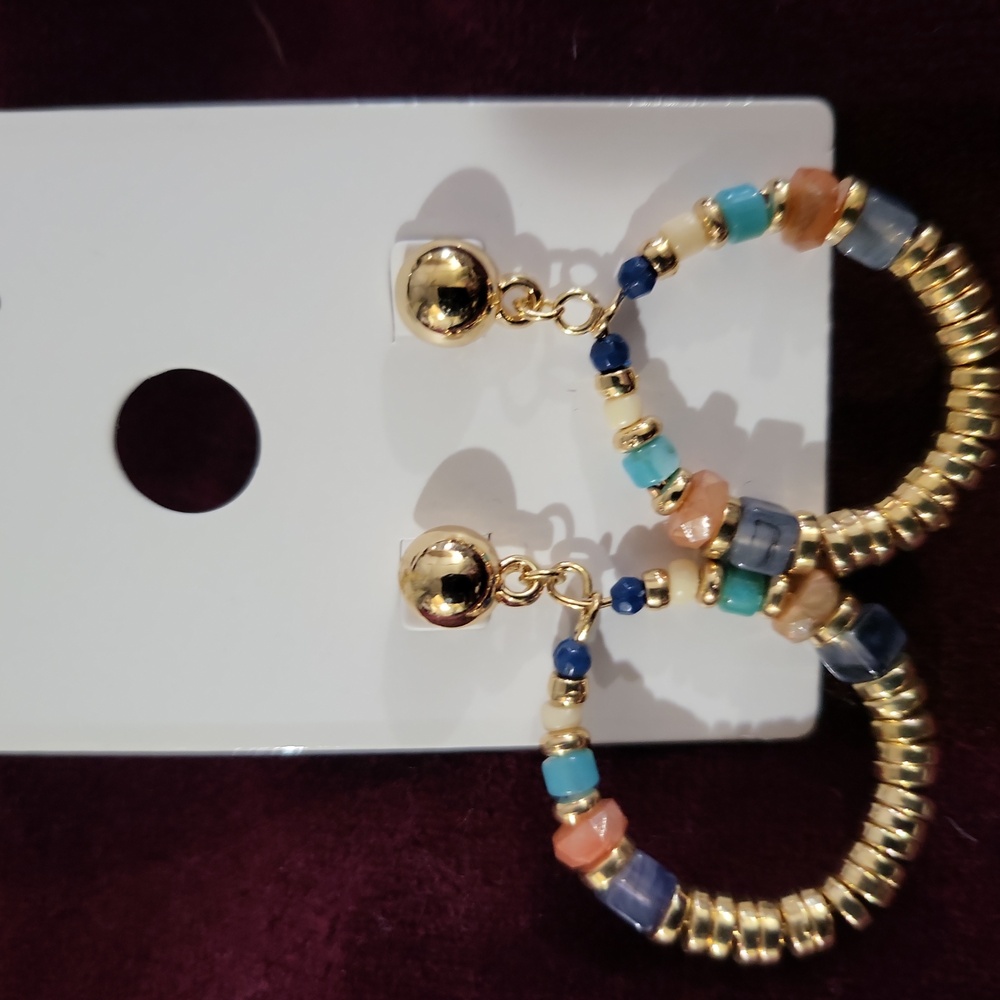 Multi colored gold Hoops